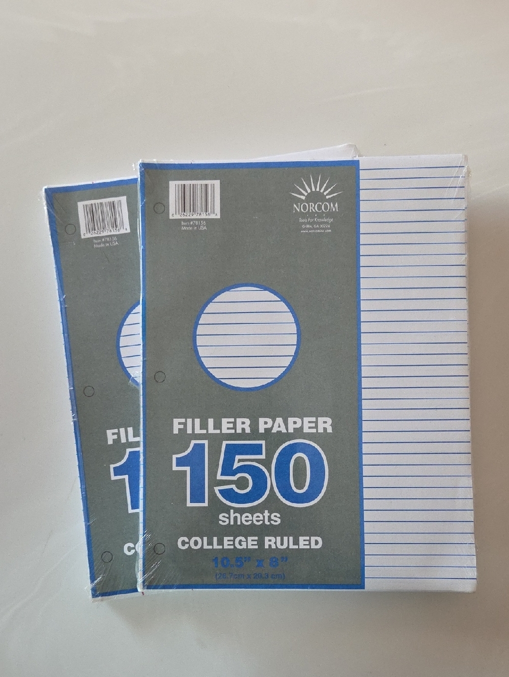 2 Packs Norcom College Ruled Filler Paper - 150 Sheets #78156